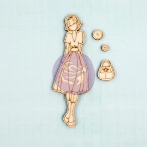 Mixed Media Laser Cut Wood Doll Shapes - Naomi